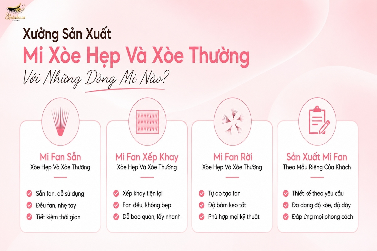 Xưởng Sản Xuất Mi Xòe Hẹp Và Xòe Thường Theo Yêu Cầu